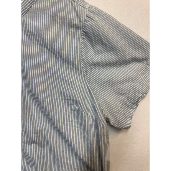 Blue & White Striped Button-Front Short Sleeve Blouse 3X By Angels Forever Young - Picture 3 of 10